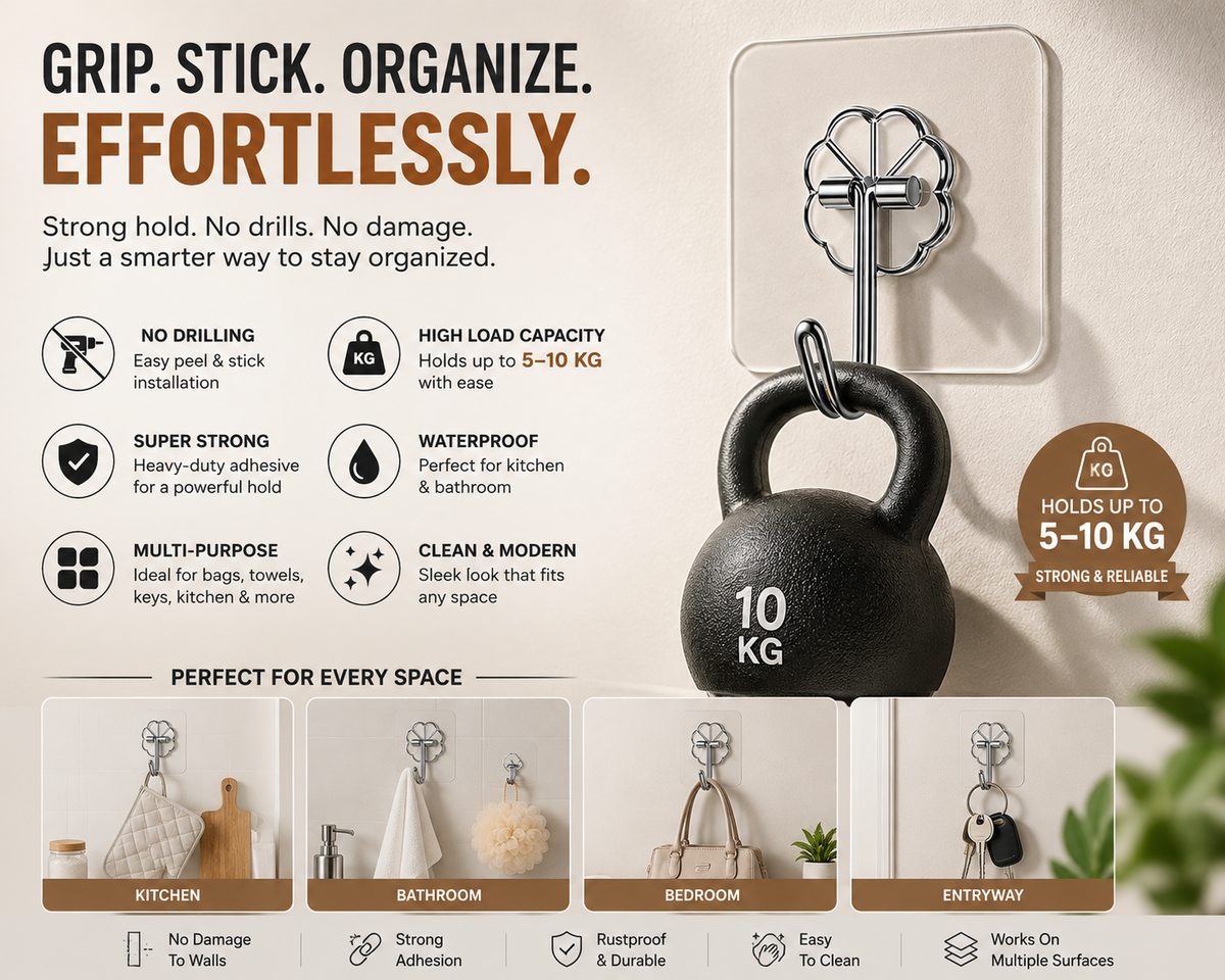 HoldMate™ — Adhesive Wall Hook (Pack of 20)