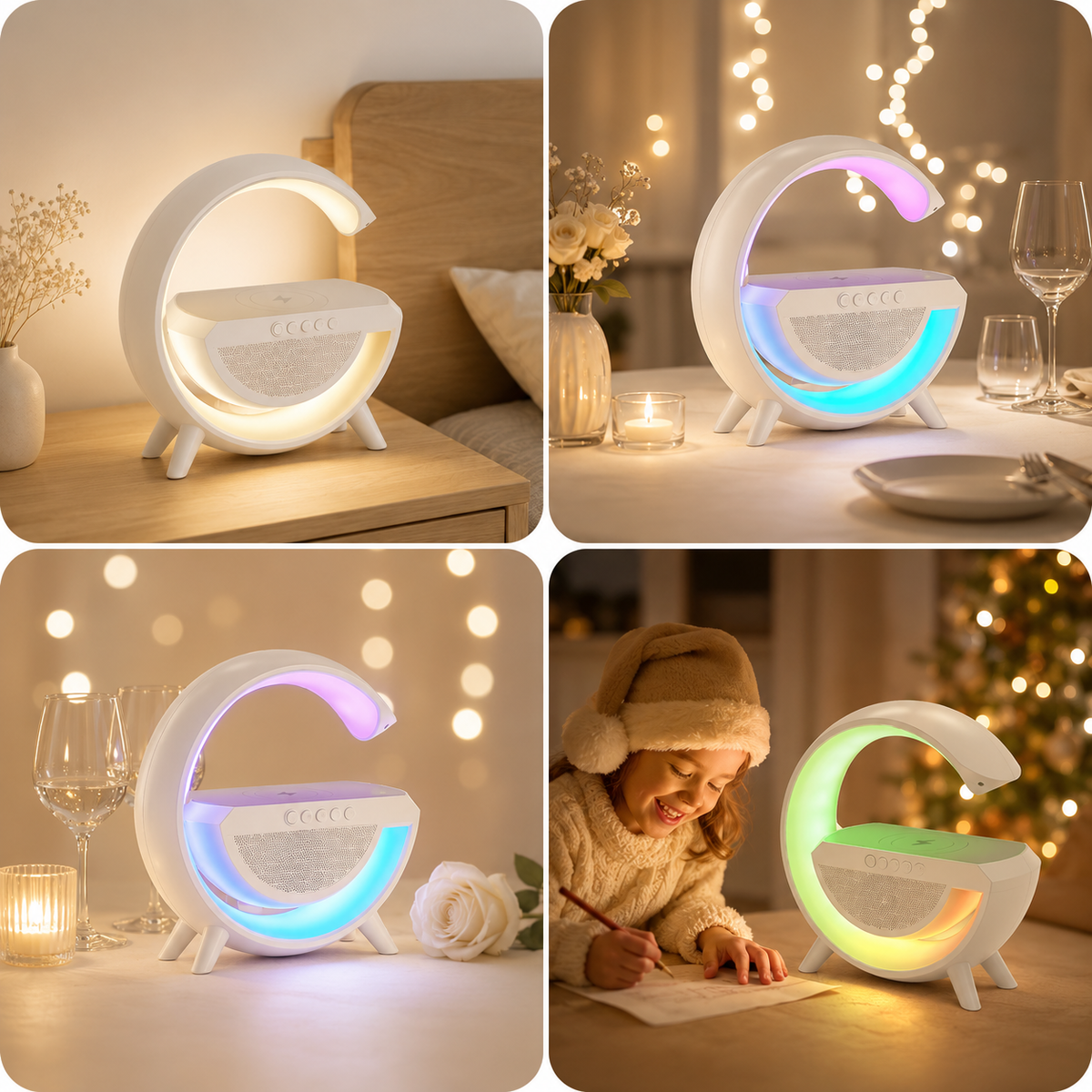 GlowBeat 3-in-1 Bluetooth Speaker, LED Light & Wireless Charger